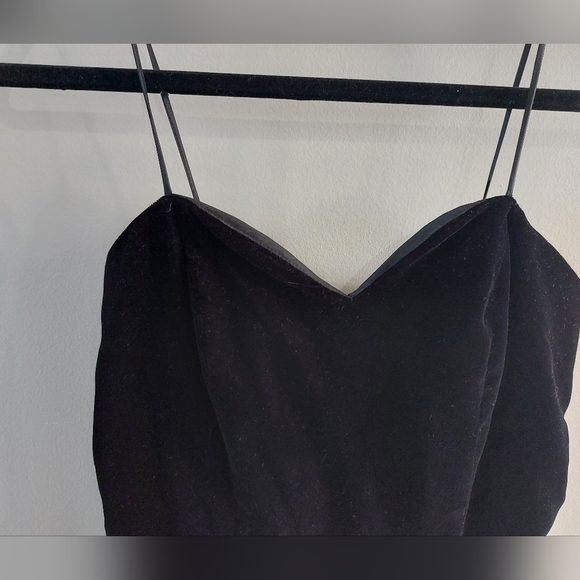 Black Velvet Slip Dress with Side Slit. Size 8 - Picture 4 of 8